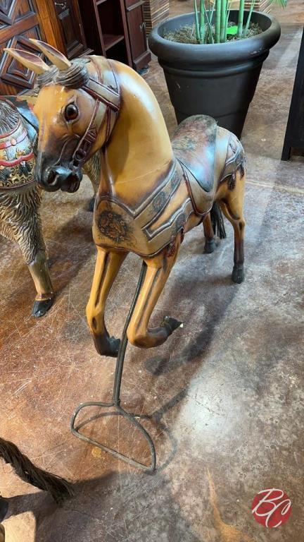 Antique Hand Carved Horse Statue