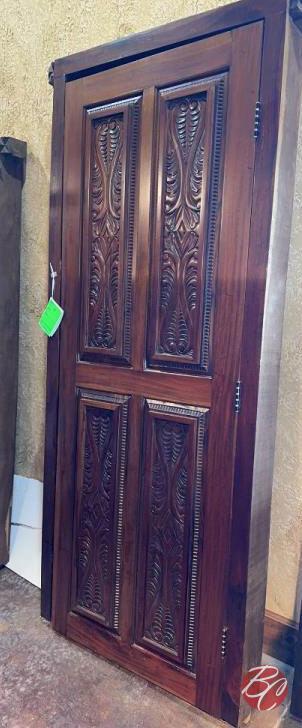 NEW Indonesia Hand Carved Mahogany Solid Door W/
