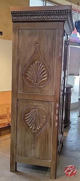 NEW Indonesia Mahogany Hand Carved 2-Door Entertainment