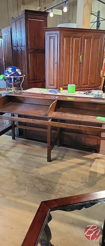 Antique 2-Spot Cigar Rolling Table 70-3/4"x27"x35"