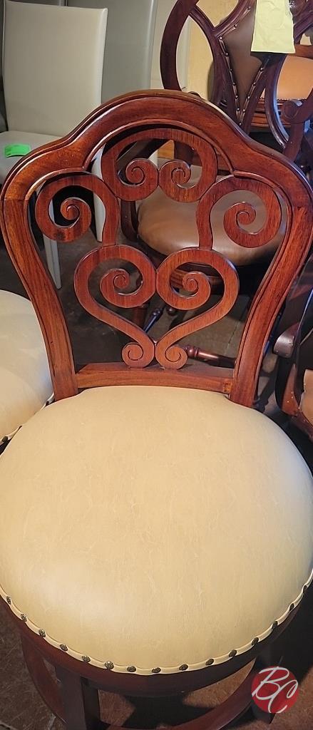 NEW Indonesia Hand Carved Mahogany Padded Chairs