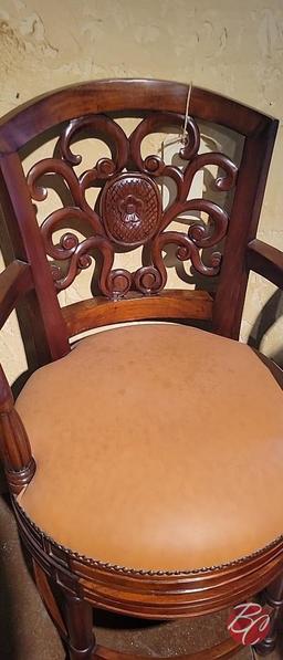 NEW Indonesia Hand Carved Mahogany Tan Leather