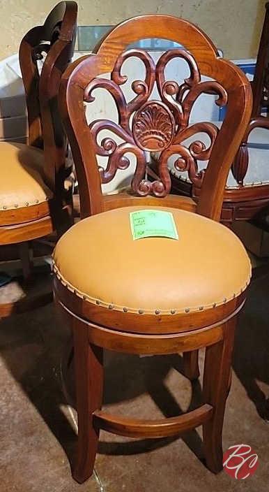 NEW Indonesia Hand Carved Mahogany Padded Chairs