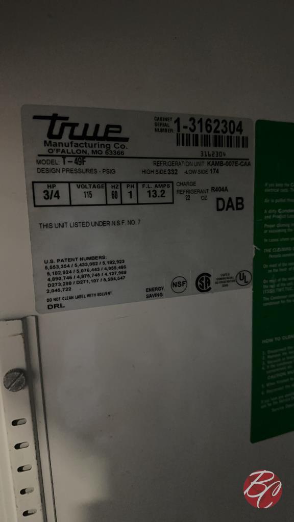 True T-49F Stainless 2-Door Freezer W/ Casters