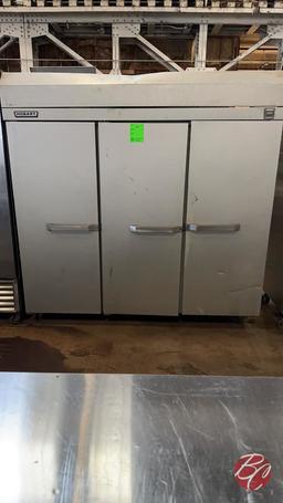 Hobart Q3 Stainless 3-Door Cooler W/ Casters