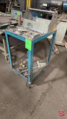 Metal Stock Cart W/ Casters & All Contents