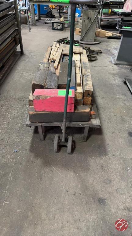 Steel Frame Wood Top Tug Cart W/ Puller