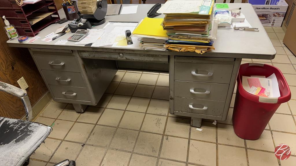 Office Desk W/ (2) Office Chairs & (2) Wood Chairs