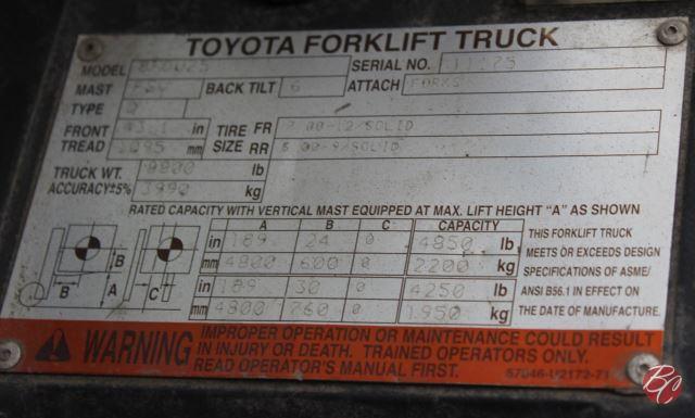 TOYOTA Diesel Forklift with 10.5-ft forks