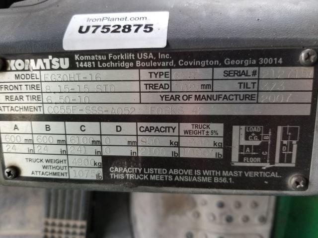 2007 Komastsu FG30HT-16 2100 lb Pneumatic Tire