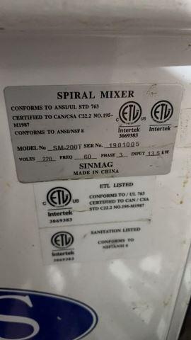 ABS SM-200T Spiral Mixer Serial# 1901005