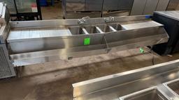 La Crosse S104C Stainless 4-Well Back Bar Sink W/