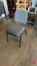 Metal Frame Padded Stacking Chairs (Light Gray)