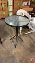 Metal Glass High Top Patio Table L-24" H-35"