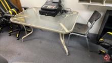 Metal Frame Glass Top Oval Outside Patio Table