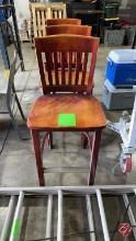 Wood Walnut Finish High Top Bar Chairs