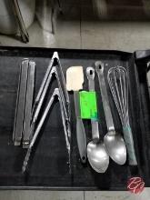 Stainless Tongs, Serving Spoons, Whisk & Rubber