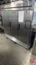 True T-72 Stainless 3-Door Cooler W/ Casters