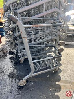 Metal Gray Double Basket Shopping Carts