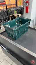 Plastic Green Shopping Baskets W/ Black Handles