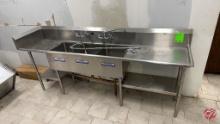 Stainless 3-Well Sink W/ Drainboards&Understorage