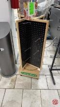 Wood Swinging Pegboard Display W/ Casters