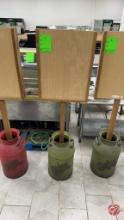 Vintage Milk Jugs W/ Wood Double-Side Display