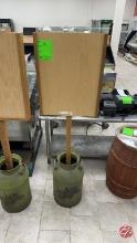 Vintage Milk Jugs W/ Wood Double-Side Display