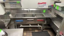John Boos Stainless 3-Well Sink W/ Drainboards 90"
