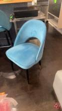 Wood Frame Padded Blue Bucket Chairs