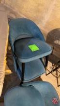 Wood Frame Padded Yellow/Gold/Blue Bucket Chairs
