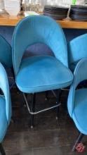 Metal Frame Swival Blue Padded Bucket Bar Stools