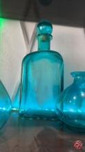 Glass Large Bottles W/ Lids (Blue)