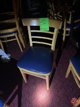 Wood Framed Vinyl Blue Padded Chairs