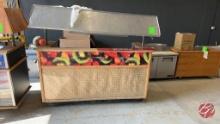 Wood Portable Island Bar W/ Ice Bin & Compartments