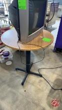Wood Round High Top Table W/ Heavy Duty Base 36"