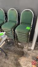 Metal Frame Green Padded Stacking Chairs