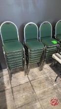 Metal Frame Green Padded Stacking Chairs