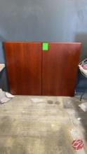Walnut Finish Wood 2-Door Dry & Erase Board 60"