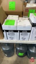 Choice Plastic Wrapped Black Jumbo Straws 7-3/4"