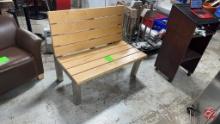 Metal Frame Oak Wood Bench Approx: 4ft