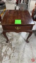 Walnut Finish Wood End Table W/ Drawer