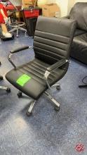 Chrome Frame Leather Black Office Chair W/ Casters