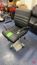 Chrome Frame Leather Black Office Chair W/ Casters