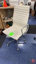 Chrome Frame Leather White Office Chair W/ Casters