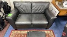 Leather Black Padded 2-Person Couch 60"