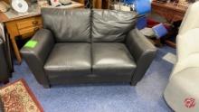 Leather Black Padded 2-Person Couch 60"