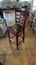 Wood Walnut Finish Padded Bar Stools