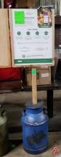 Metal Barrel Wooded Merchandiser Stand