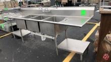 Stainless Steel 3-Well Sink W/Left & Right Drain